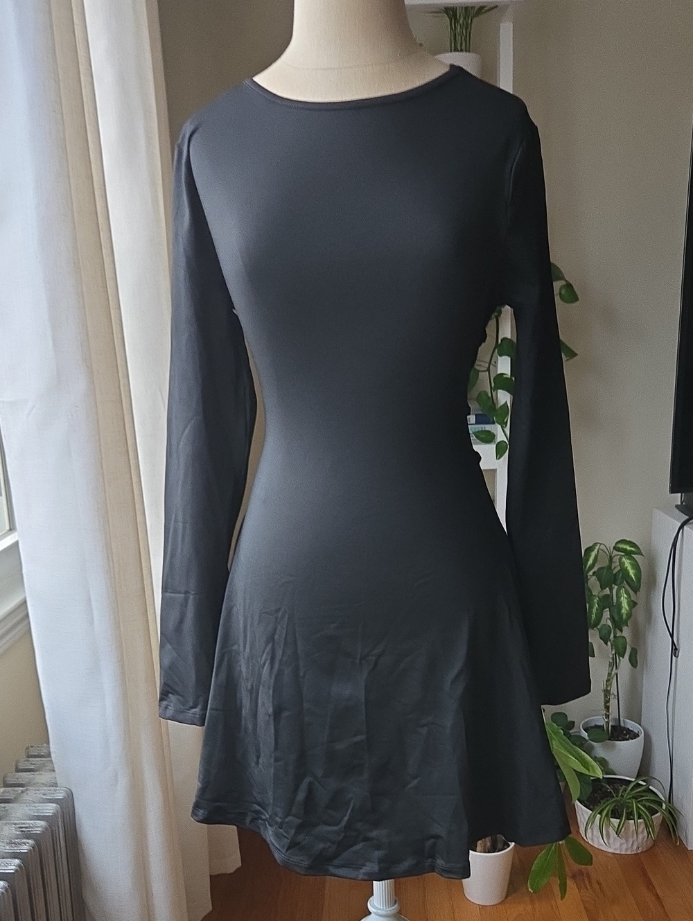 Classic Black Long-Sleeve Fit & Flare Dress